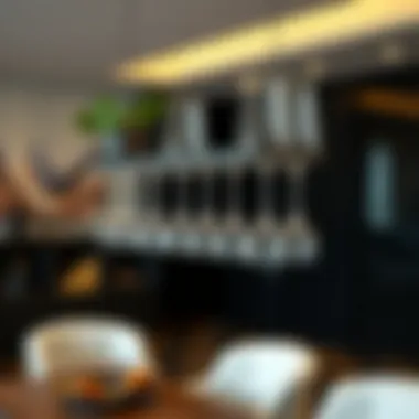 Elegant suspended wine glass rack showcasing modern design