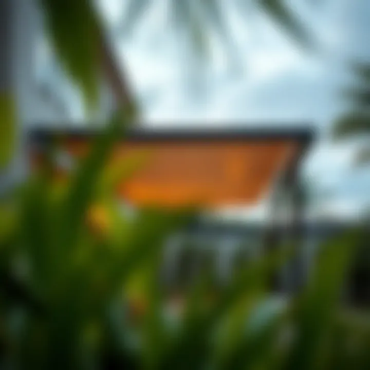 Triangle rain canopy enhancing an outdoor space