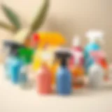 A variety of mini plastic spray bottles in different colors and designs