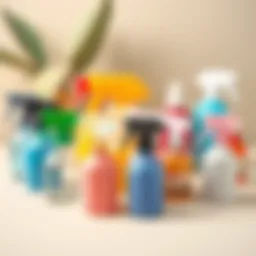 A variety of mini plastic spray bottles in different colors and designs