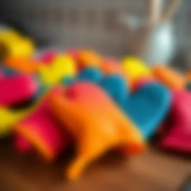 Elegant array of mini silicone oven mitts in vibrant colors