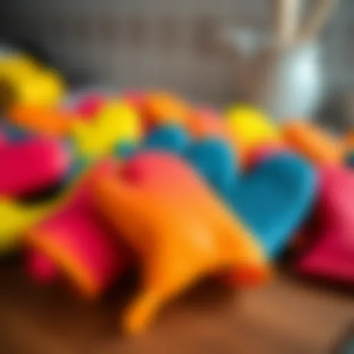 Elegant array of mini silicone oven mitts in vibrant colors