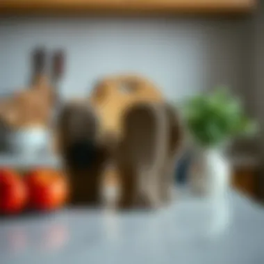 Stylish display of mini silicone oven mitts on a modern kitchen counter