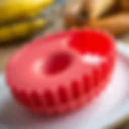 A close-up view of a silicone bagel mold showcasing its unique design and flexibility.