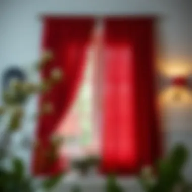 Beautifully Styled Window with Red Curtains A beautifully styled window featuring red curtains and decorative elements
