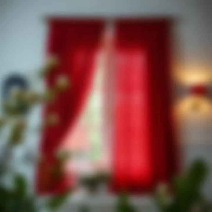 Beautifully Styled Window with Red Curtains A beautifully styled window featuring red curtains and decorative elements