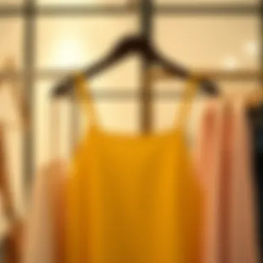Stylish pale yellow cami on a hanger