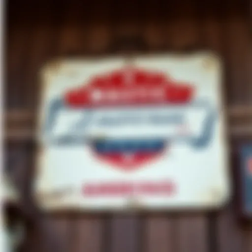 Vintage tin wall sign showcasing classic Americana motifs