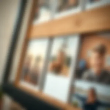 Close-up view of a personalized collage frame with 5x7 photos highlighting unique materials