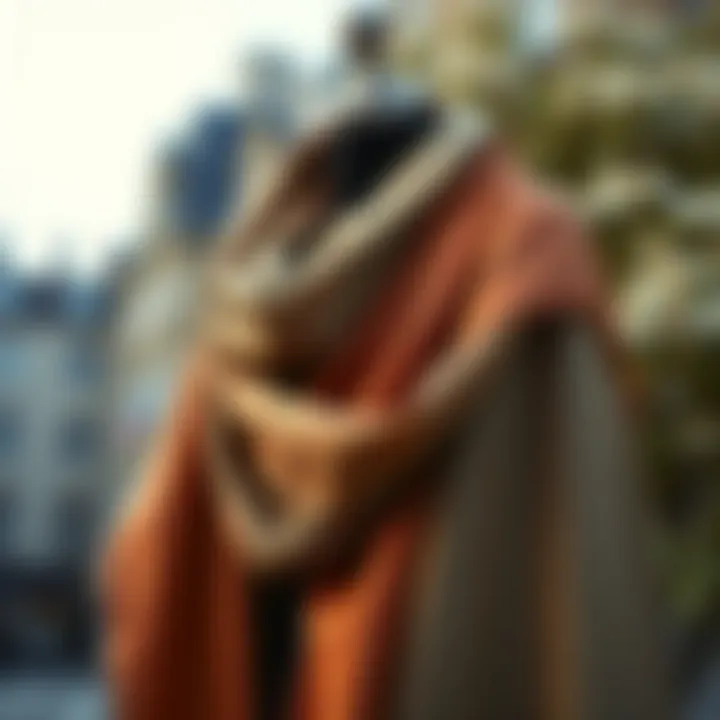 Eco-friendly shawl wrap displayed with sustainable materials