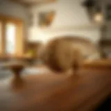 Elegant rattan knobs enhancing a rustic kitchen