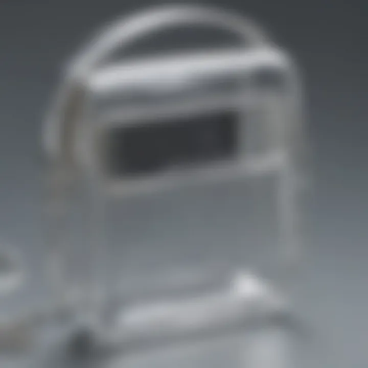 Close-up of a see-through phone purse highlighting its functionality