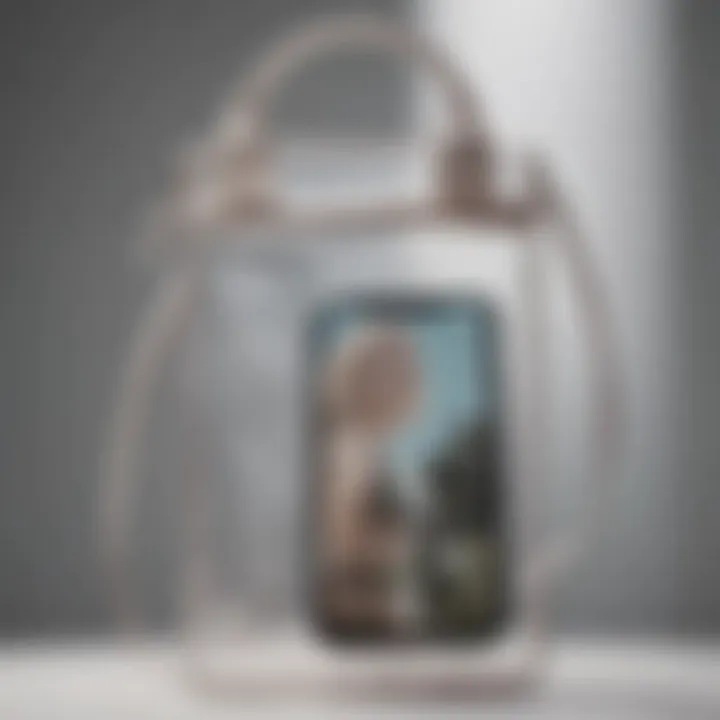 Stylish see-through phone purse showcasing modern design