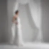 Elegant white chiffon curtains draping in a fashion show setting