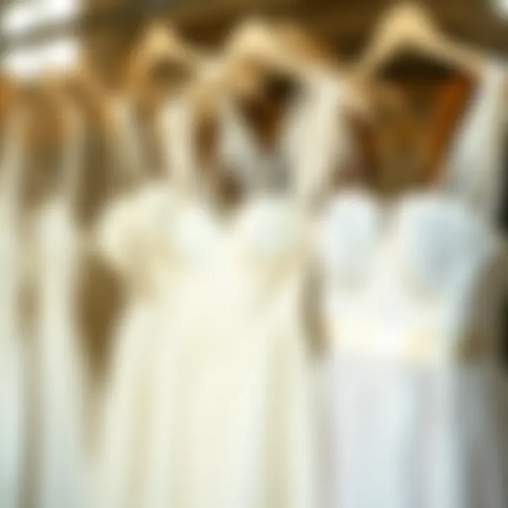 Different styles of white bandeau dresses displayed together