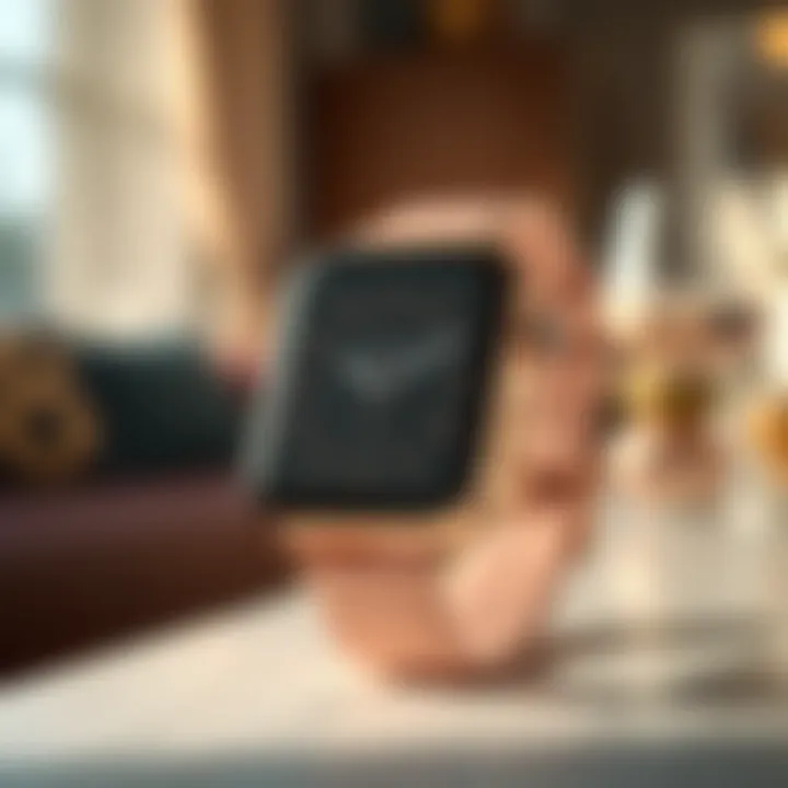 Elegant design of the rose gold Apple Watch against a stylish backdrop