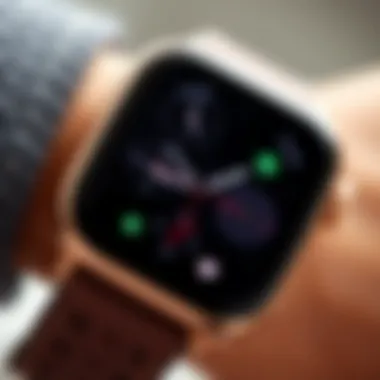 Close-up of the smartwatch displaying various advanced features