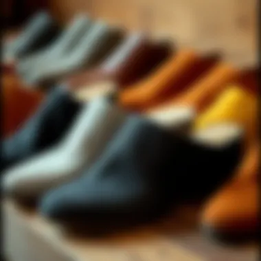 A diverse collection of backless mules showcasing different materials