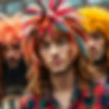 Vibrant collection of hippie wig styles showcasing unique colors and textures