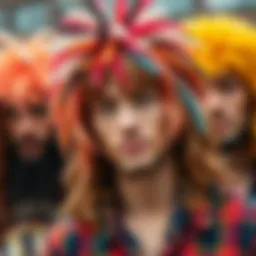 Vibrant collection of hippie wig styles showcasing unique colors and textures