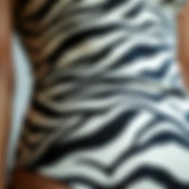 Intricate Texture of Zebra Print Close-up of fabric texture of zebra swimsuit