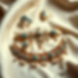 Elegant thigh body jewelry displayed on a soft fabric background.