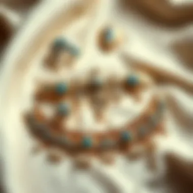 Elegant thigh body jewelry displayed on a soft fabric background.