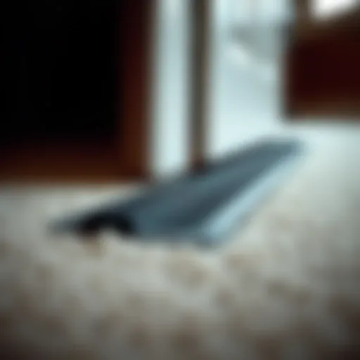 Innovative design of under door draft stopper on carpet