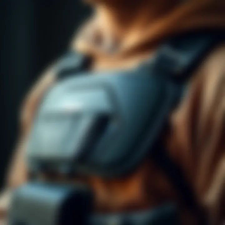 Close-up of ergonomic design features of a chest pack