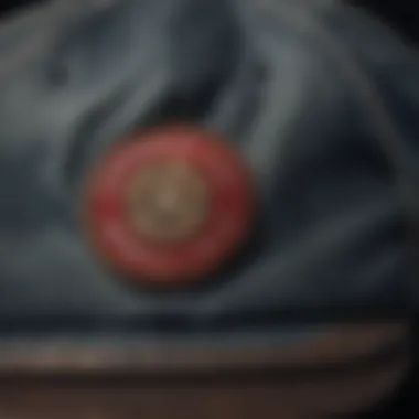 Close-up of stitching and fabric details on a vintage cap