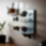 Modern wall mounted sunglass rack showcasing a sleek design