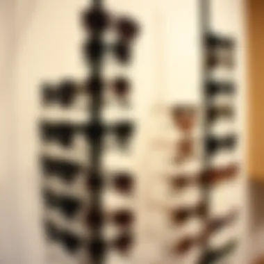 Diverse Sunglass Styles on Display Variety of sunglass styles displayed on a wall mounted rack