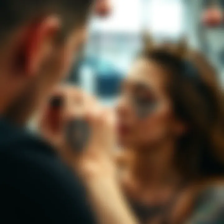 Demonstration of applying a waterproof tattoo sticker on skin