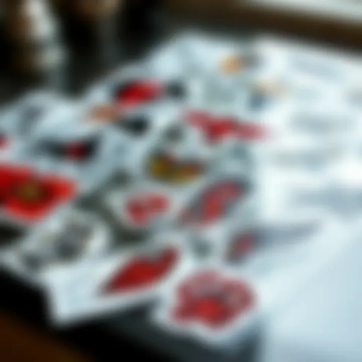 A selection of waterproof tattoo stickers arranged artistically on a surface