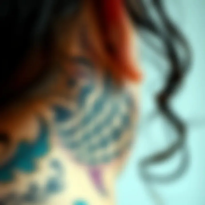 Close-up of a vibrant waterproof tattoo sticker showcasing intricate designs