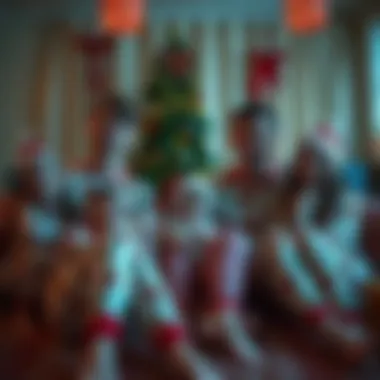 Family Gathering in Matching Festive Pyjamas Family gathering in matching festive pyjamas