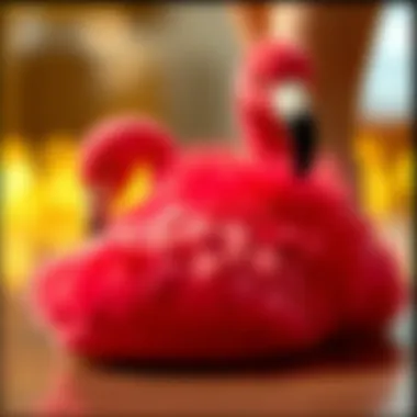 Close-up of a flamingo slipper showcasing its vibrant design