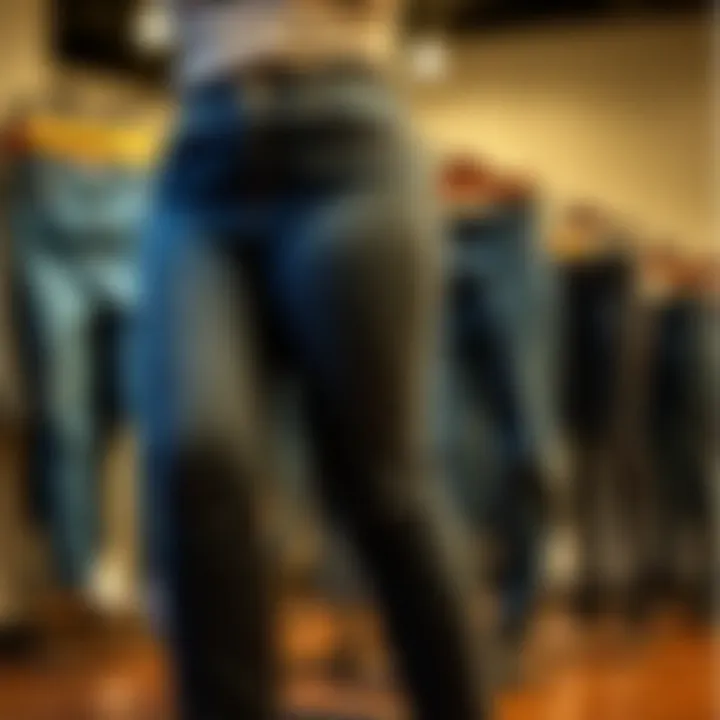 Different styles of plus size elastic waist jeans displayed