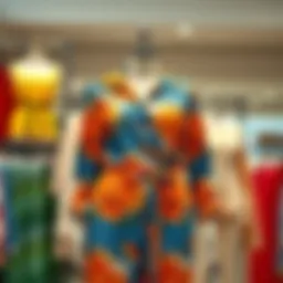 Vibrant plus size matching set displayed on a mannequin
