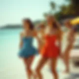 Historical evolution of skirted swimsuits