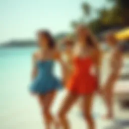 Historical evolution of skirted swimsuits