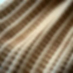 Close-up of woven elastic fabric showcasing its intricate patterns and textures.