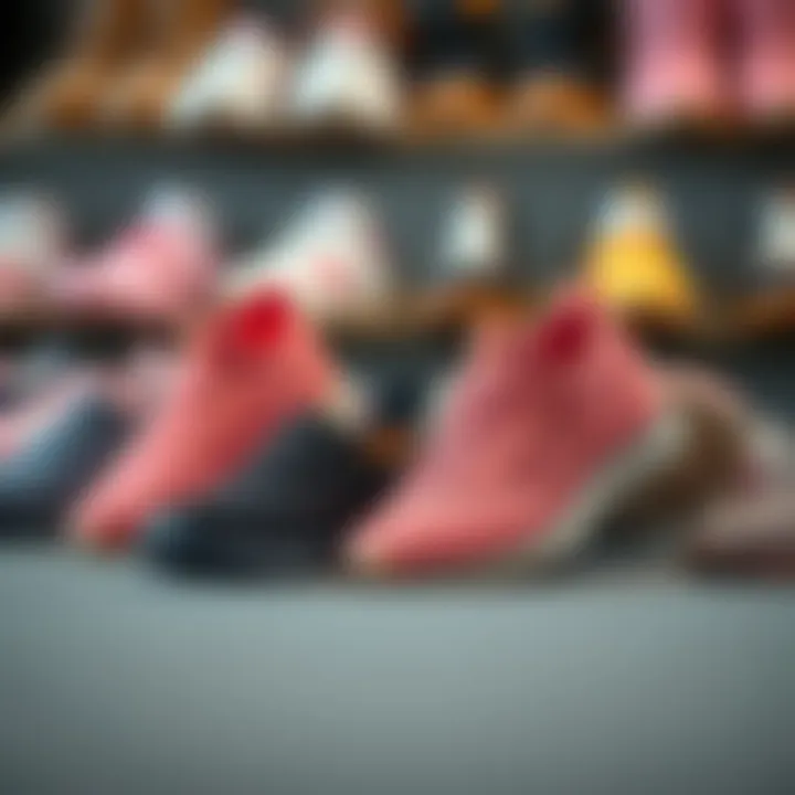 Variety of woven elastic shoes that demonstrate versatility in styles and colors.