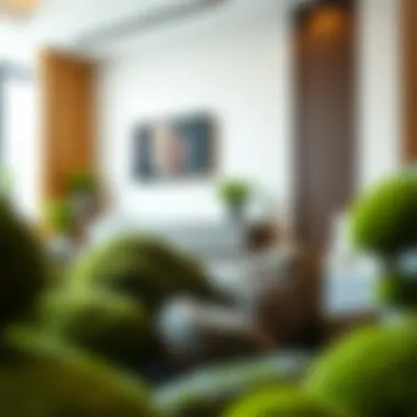 Faux moss stones in a contemporary interior design setting