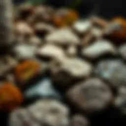 Intricate design of faux moss stones showcasing texture and color variations