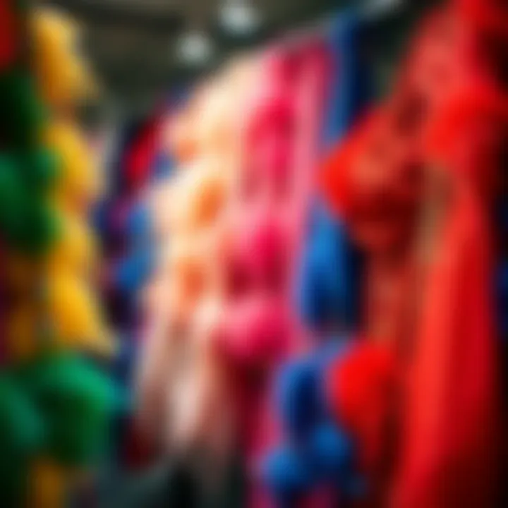 Vibrant Feather Scarves Showcase Elegant display of feather scarves in various colors