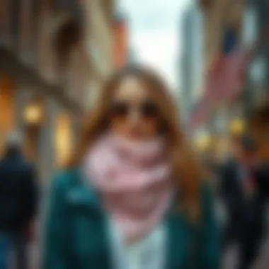 Chic Urban Style with Feather Scarves Fashion-forward styling of feather scarves in urban setting