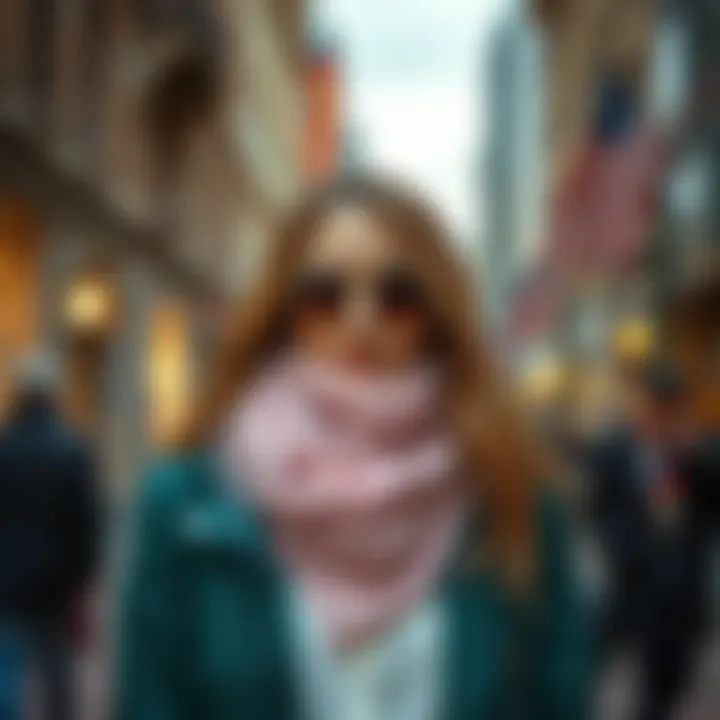 Chic Urban Style with Feather Scarves Fashion-forward styling of feather scarves in urban setting