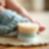 Close-up of a specialized foot brush designed for the elderly