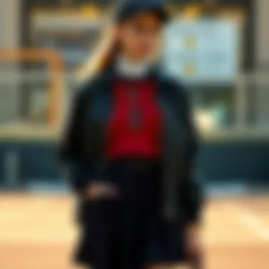 Stylish ensemble featuring the flare tennis skirt paired with trendy accessories